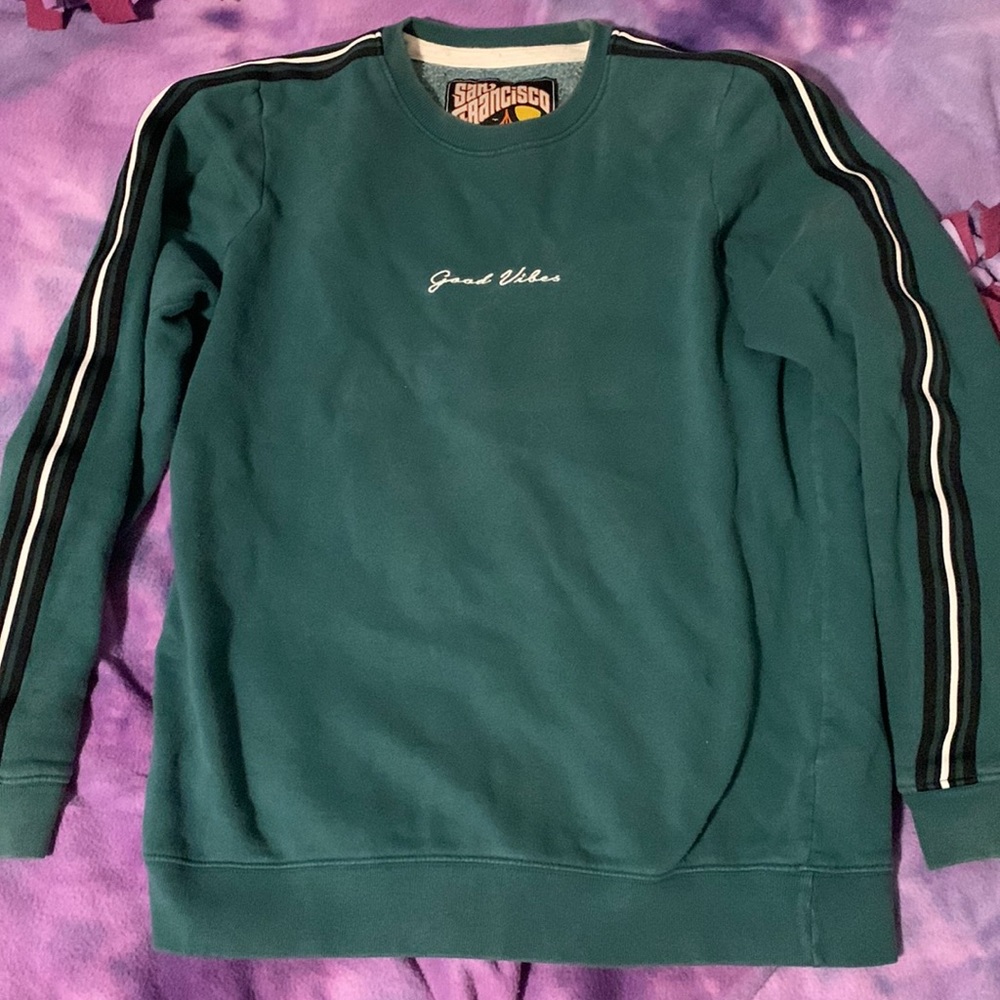Mens Green “Good Vibes” Crewneck